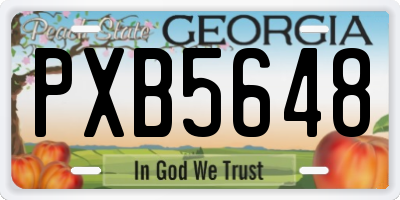 GA license plate PXB5648