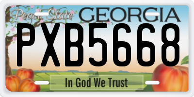 GA license plate PXB5668