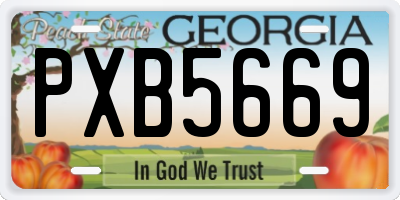 GA license plate PXB5669