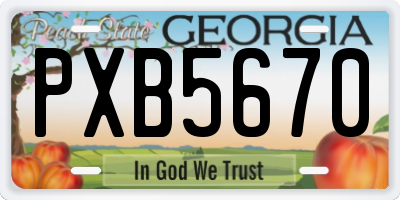 GA license plate PXB5670