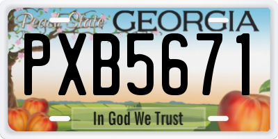 GA license plate PXB5671