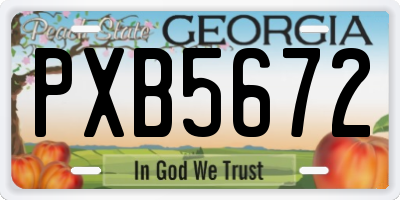 GA license plate PXB5672