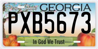 GA license plate PXB5673