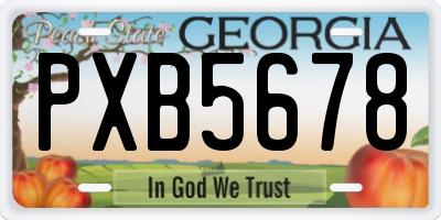 GA license plate PXB5678