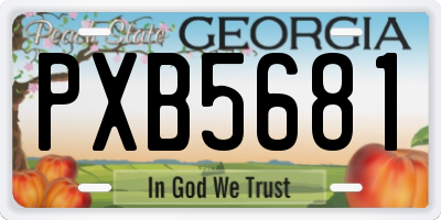 GA license plate PXB5681