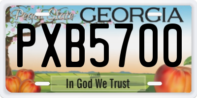 GA license plate PXB5700