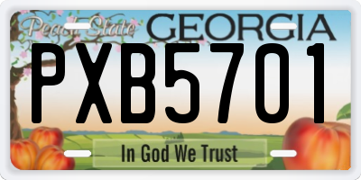 GA license plate PXB5701