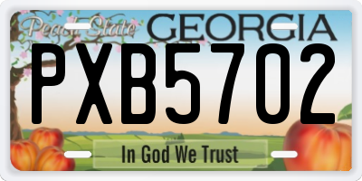 GA license plate PXB5702