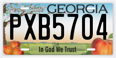 GA license plate PXB5704