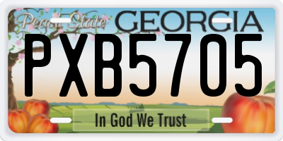 GA license plate PXB5705