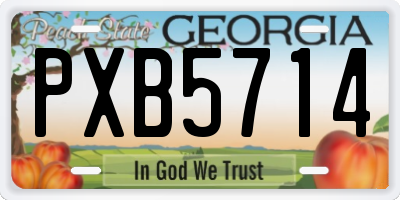 GA license plate PXB5714