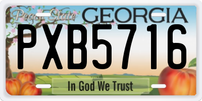 GA license plate PXB5716