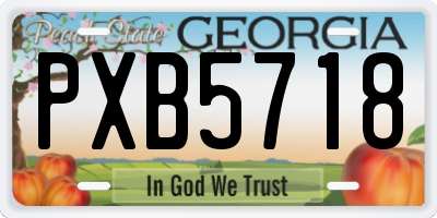 GA license plate PXB5718