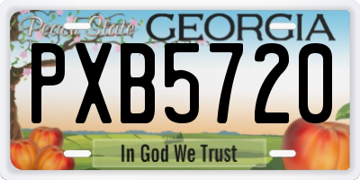GA license plate PXB5720