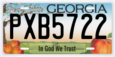 GA license plate PXB5722