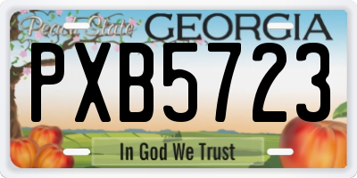 GA license plate PXB5723