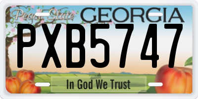 GA license plate PXB5747
