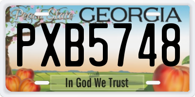 GA license plate PXB5748
