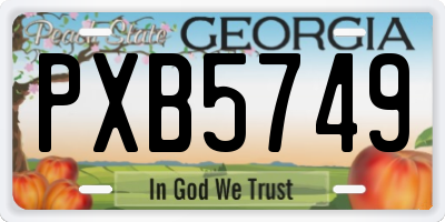 GA license plate PXB5749