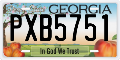 GA license plate PXB5751