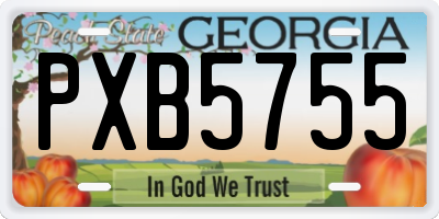 GA license plate PXB5755