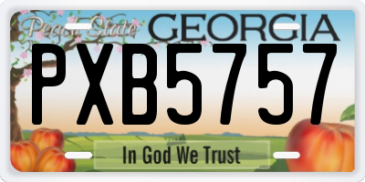 GA license plate PXB5757