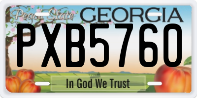 GA license plate PXB5760