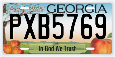 GA license plate PXB5769
