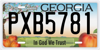 GA license plate PXB5781