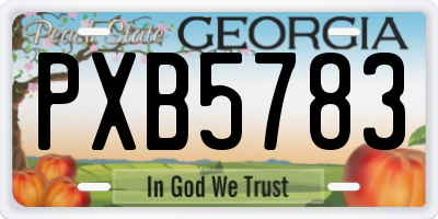 GA license plate PXB5783