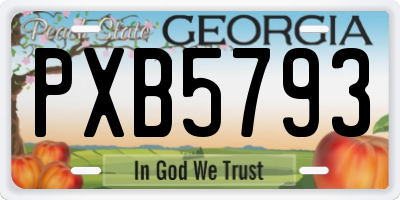 GA license plate PXB5793