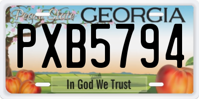 GA license plate PXB5794