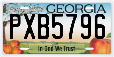 GA license plate PXB5796