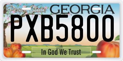 GA license plate PXB5800