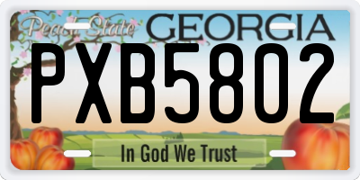 GA license plate PXB5802