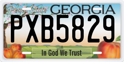 GA license plate PXB5829
