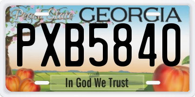 GA license plate PXB5840