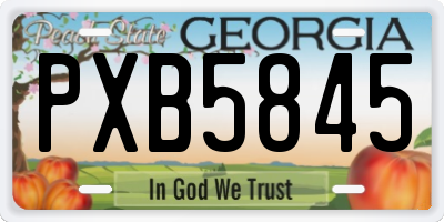 GA license plate PXB5845
