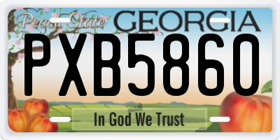GA license plate PXB5860