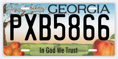 GA license plate PXB5866