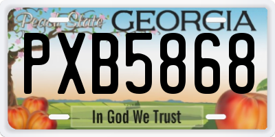 GA license plate PXB5868