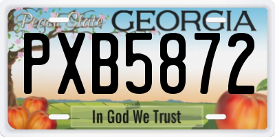 GA license plate PXB5872