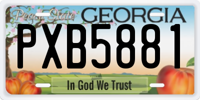 GA license plate PXB5881