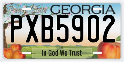 GA license plate PXB5902