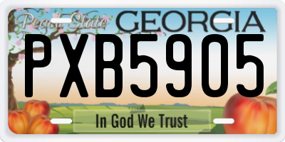 GA license plate PXB5905