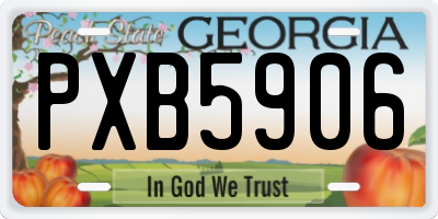 GA license plate PXB5906