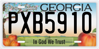 GA license plate PXB5910