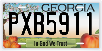 GA license plate PXB5911