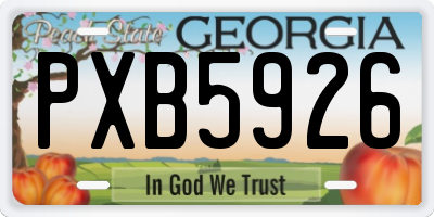 GA license plate PXB5926