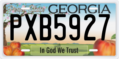 GA license plate PXB5927